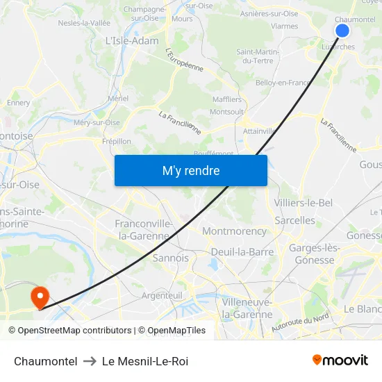 Chaumontel to Le Mesnil-Le-Roi map
