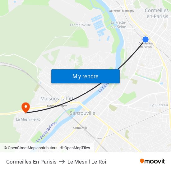 Cormeilles-En-Parisis to Le Mesnil-Le-Roi map