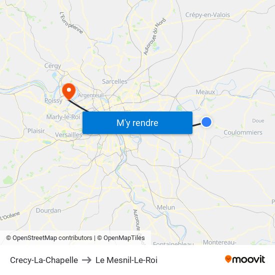 Crecy-La-Chapelle to Le Mesnil-Le-Roi map