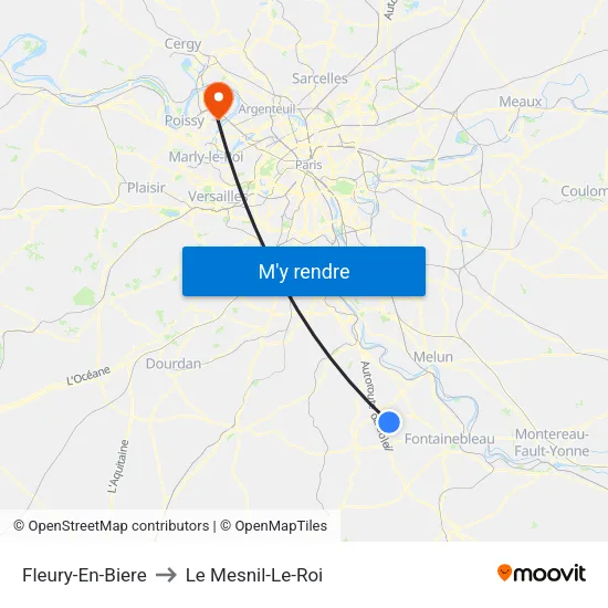 Fleury-En-Biere to Le Mesnil-Le-Roi map
