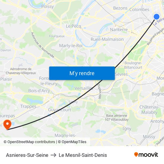 Asnieres-Sur-Seine to Le Mesnil-Saint-Denis map