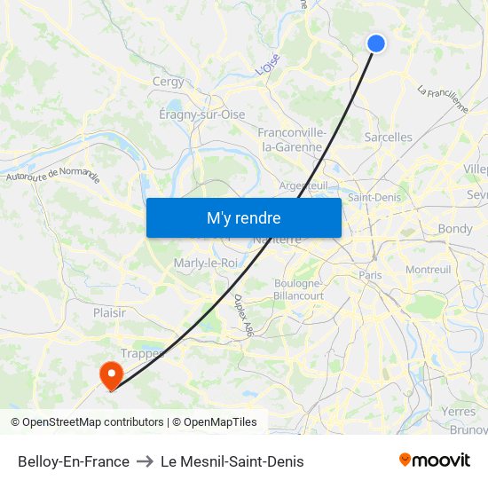 Belloy-En-France to Le Mesnil-Saint-Denis map