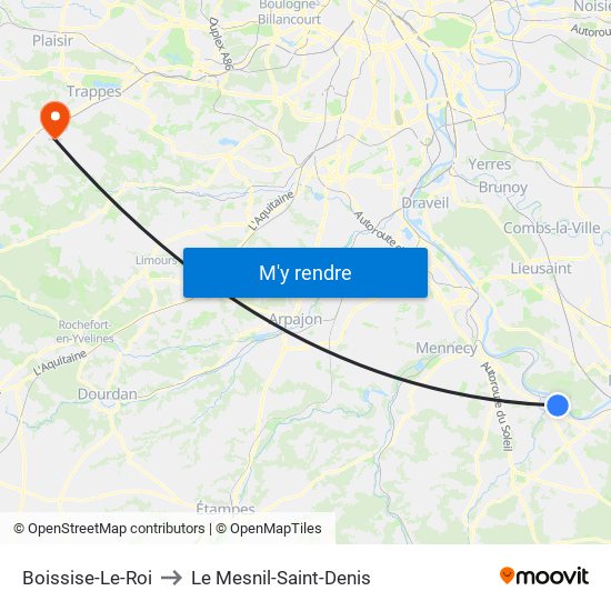 Boissise-Le-Roi to Le Mesnil-Saint-Denis map