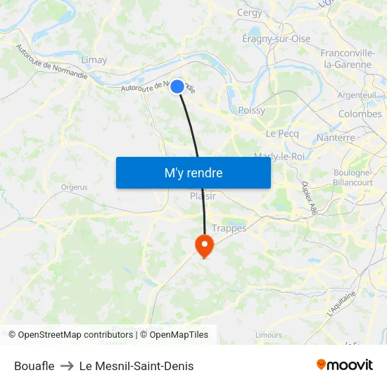 Bouafle to Le Mesnil-Saint-Denis map