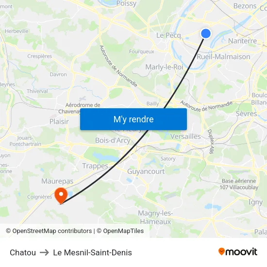 Chatou to Le Mesnil-Saint-Denis map