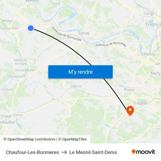 Chaufour-Les-Bonnieres to Le Mesnil-Saint-Denis map