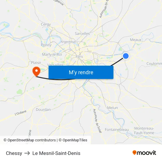 Chessy to Le Mesnil-Saint-Denis map