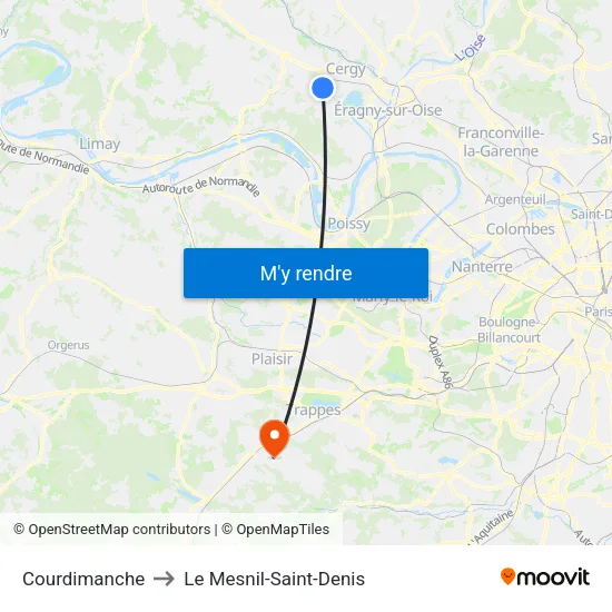 Courdimanche to Le Mesnil-Saint-Denis map