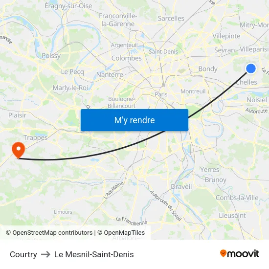 Courtry to Le Mesnil-Saint-Denis map