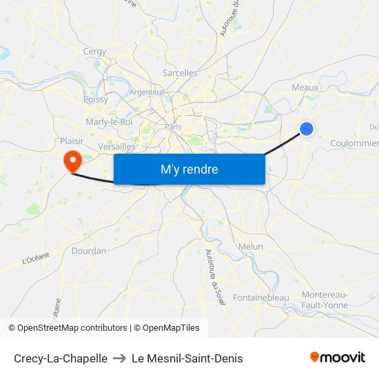 Crecy-La-Chapelle to Le Mesnil-Saint-Denis map