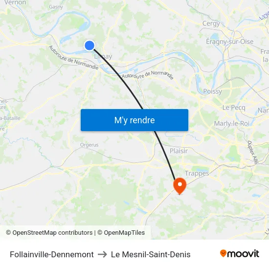 Follainville-Dennemont to Le Mesnil-Saint-Denis map