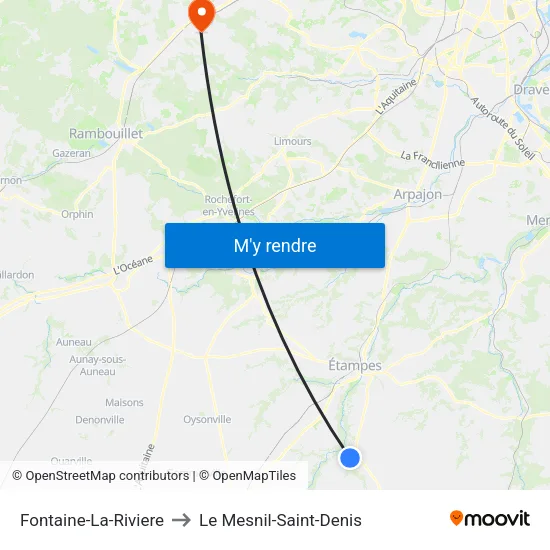 Fontaine-La-Riviere to Le Mesnil-Saint-Denis map