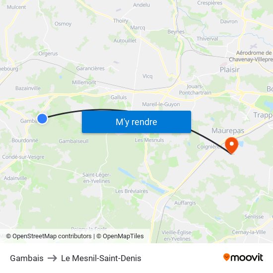 Gambais to Le Mesnil-Saint-Denis map