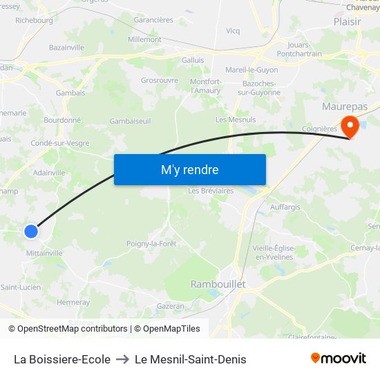 La Boissiere-Ecole to Le Mesnil-Saint-Denis map