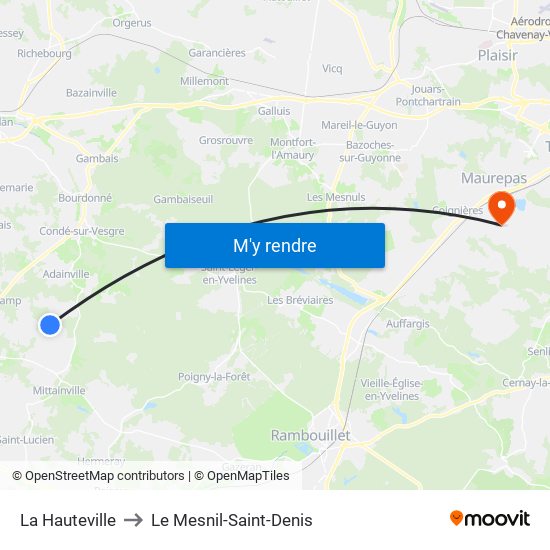 La Hauteville to Le Mesnil-Saint-Denis map