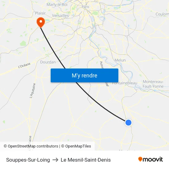 Souppes-Sur-Loing to Le Mesnil-Saint-Denis map
