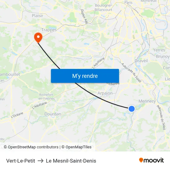 Vert-Le-Petit to Le Mesnil-Saint-Denis map