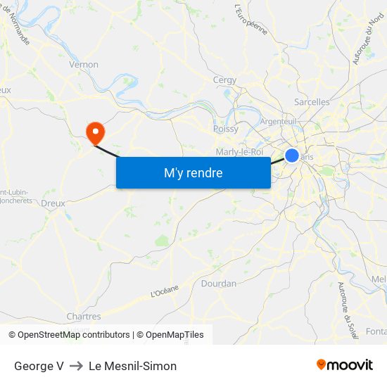 George V to Le Mesnil-Simon map