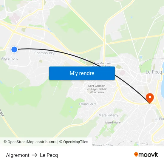 Aigremont to Le Pecq map