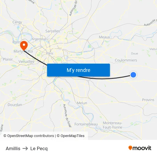 Amillis to Le Pecq map