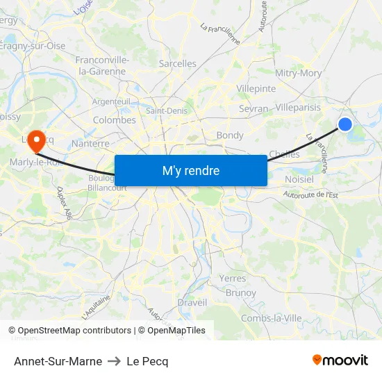 Annet-Sur-Marne to Le Pecq map