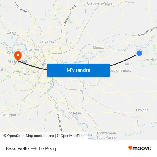 Bassevelle to Le Pecq map