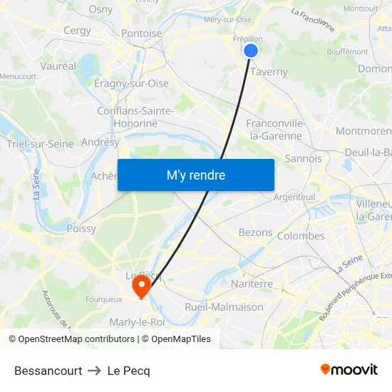Bessancourt to Le Pecq map
