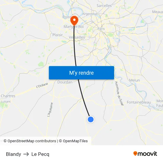 Blandy to Le Pecq map