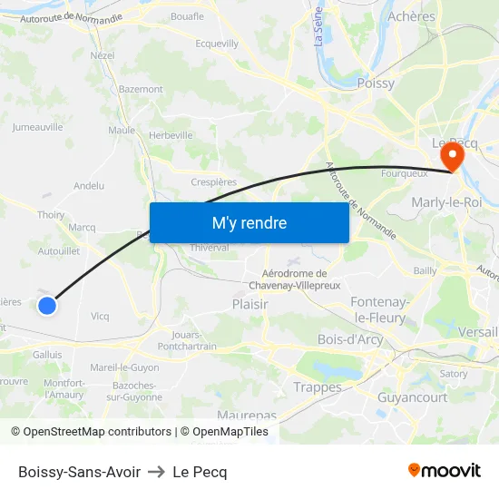 Boissy-Sans-Avoir to Le Pecq map