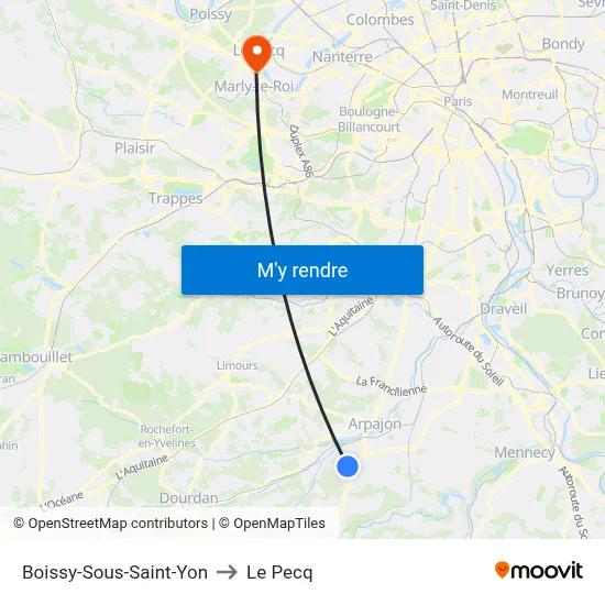 Boissy-Sous-Saint-Yon to Le Pecq map