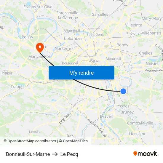 Bonneuil-Sur-Marne to Le Pecq map