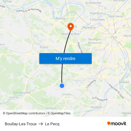 Boullay-Les-Troux to Le Pecq map