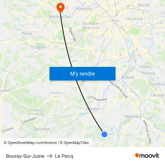 Bouray-Sur-Juine to Le Pecq map
