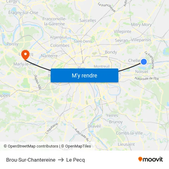 Brou-Sur-Chantereine to Le Pecq map