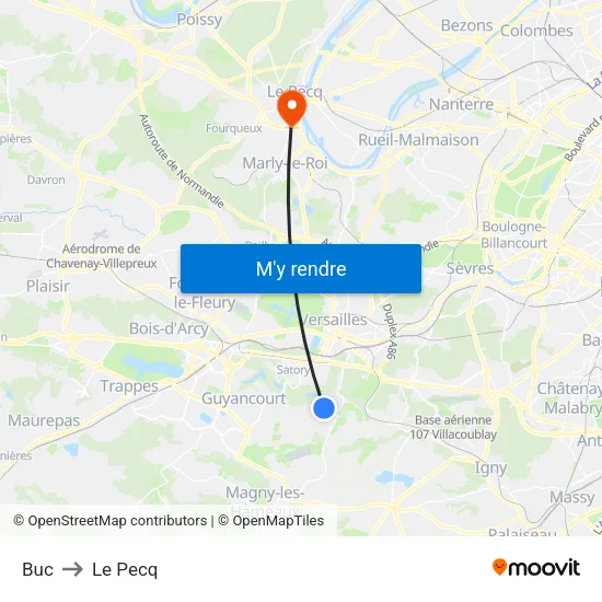 Buc to Le Pecq map