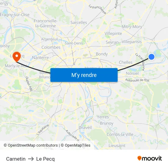 Carnetin to Le Pecq map