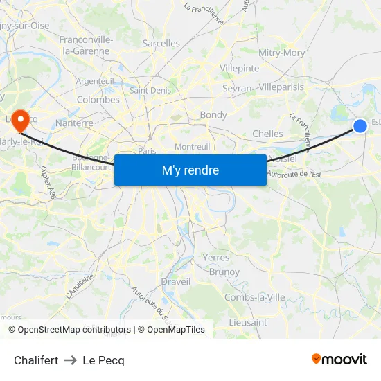 Chalifert to Le Pecq map
