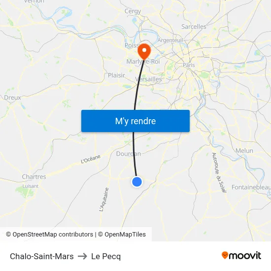 Chalo-Saint-Mars to Le Pecq map