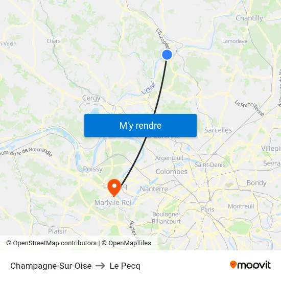 Champagne-Sur-Oise to Le Pecq map