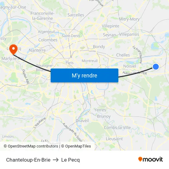 Chanteloup-En-Brie to Le Pecq map