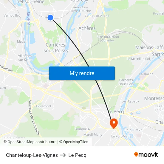 Chanteloup-Les-Vignes to Le Pecq map