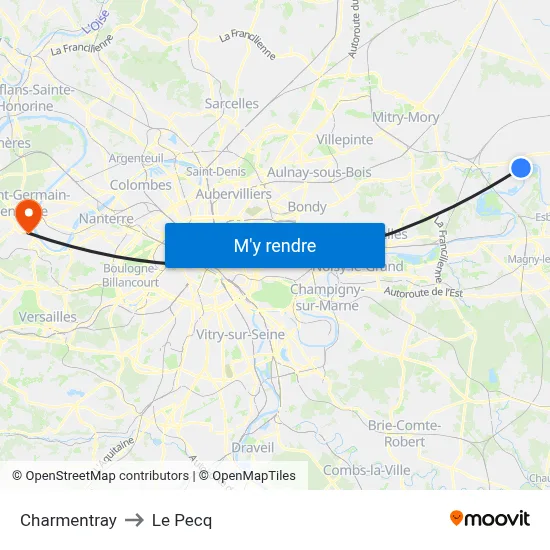 Charmentray to Le Pecq map