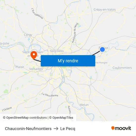 Chauconin-Neufmontiers to Le Pecq map