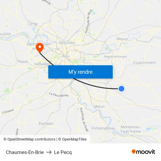 Chaumes-En-Brie to Le Pecq map