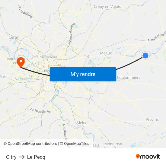 Citry to Le Pecq map