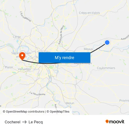 Cocherel to Le Pecq map