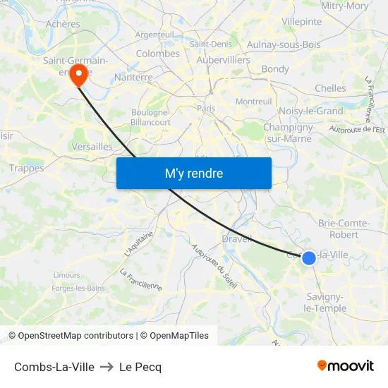 Combs-La-Ville to Le Pecq map