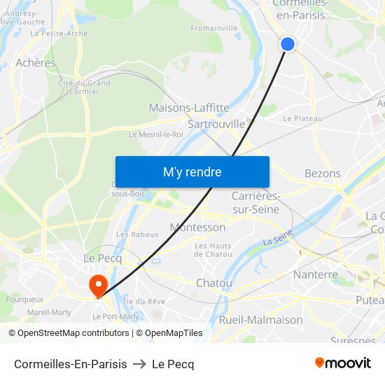 Cormeilles-En-Parisis to Le Pecq map