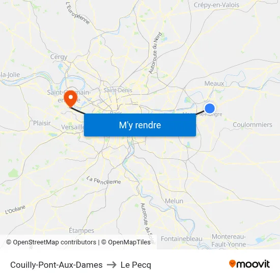 Couilly-Pont-Aux-Dames to Le Pecq map