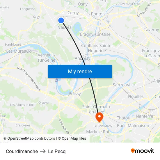 Courdimanche to Le Pecq map